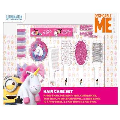 Minions unicorn set with combs, clips and rubber bands