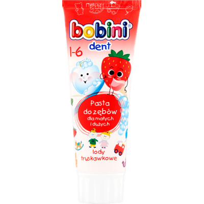 Bobini dětská zubní pasta Strawberry, Ice cream 1 - 6 let věku 75 ml