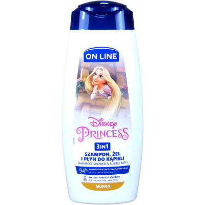 On line detský šampón, pena a sprchový gél 3v1 Disney Princess 400 ml