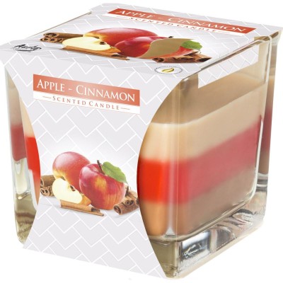 Three-colour scented candle in glass Apple-cinnamon (snk 80-87)