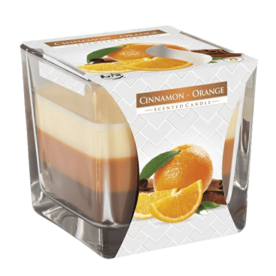 Three-colour scented candle in glass Orange - cinnamon (snk 80-159)