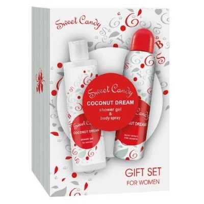 JM Sweet Candy set sprchový gél a deo Coconut dream
