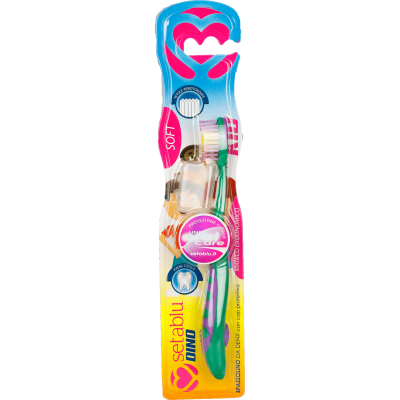 Spazzolino dětský zubní kartáček s krytkou DINO soft